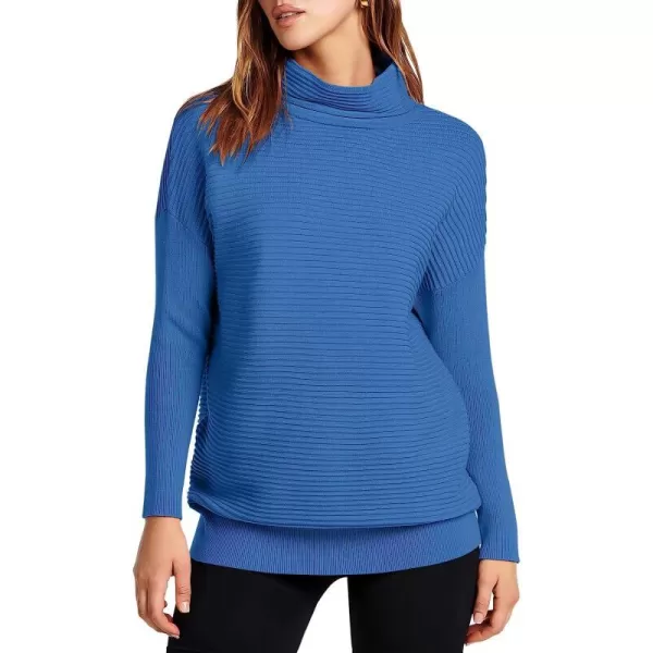 imageANRABESS Womens Mock Neck Batwing Long Sleeve Ribbed Knit Casual Soft Pullover Sweater Jumper TopBlue