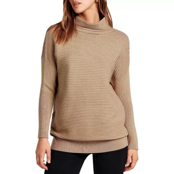 imageANRABESS Womens Mock Neck Batwing Long Sleeve Ribbed Knit Casual Soft Pullover Sweater Jumper TopDeep Apricot