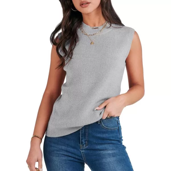 imageANRABESS Womens Mock Neck Knit Sweater Vest Casual Sleeveless Summer Trendy Ribbed Pullover Tank TopsGrey