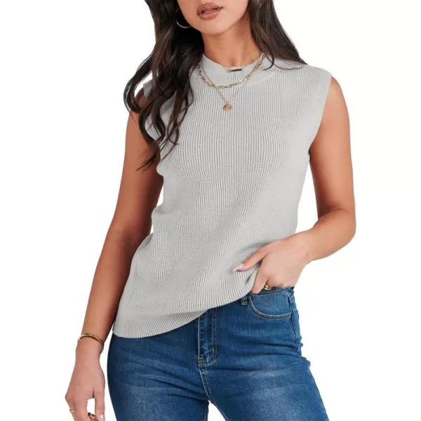 imageANRABESS Womens Mock Neck Knit Sweater Vest Casual Sleeveless Summer Trendy Ribbed Pullover Tank TopsLight Mint Green