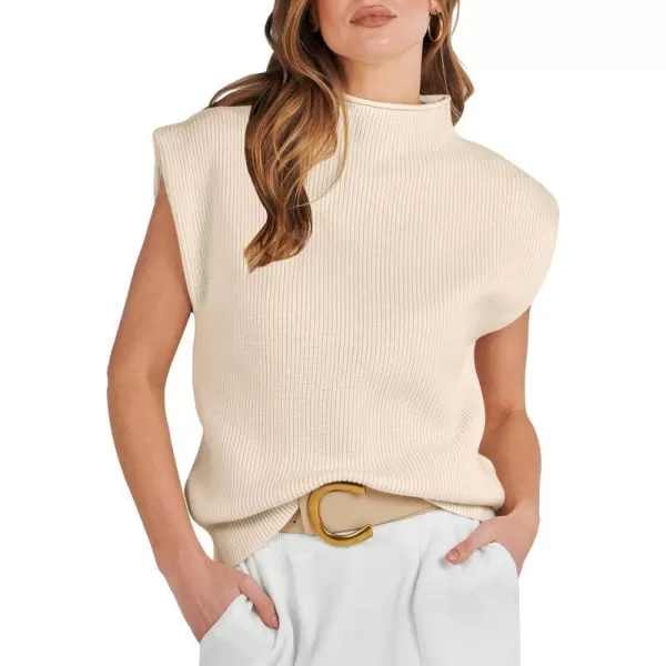 imageANRABESS Womens Mock Neck Sleeveless Sweater Vest Casual Solid Cap Sleeve Knit Pullover Tank Tops 2024 Spring ClothesApricot