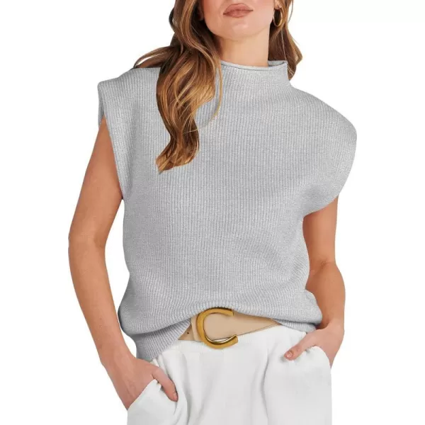 imageANRABESS Womens Mock Neck Sleeveless Sweater Vest Casual Solid Cap Sleeve Knit Pullover Tank Tops 2024 Spring ClothesGrey