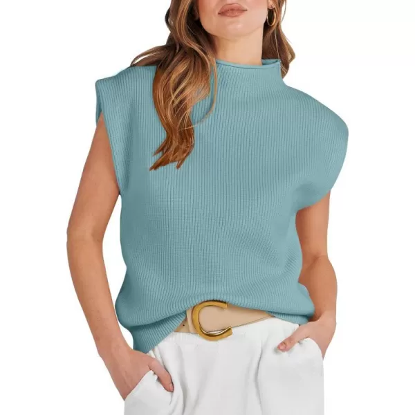 imageANRABESS Womens Mock Neck Sleeveless Sweater Vest Casual Solid Cap Sleeve Knit Pullover Tank Tops 2024 Spring ClothesMint