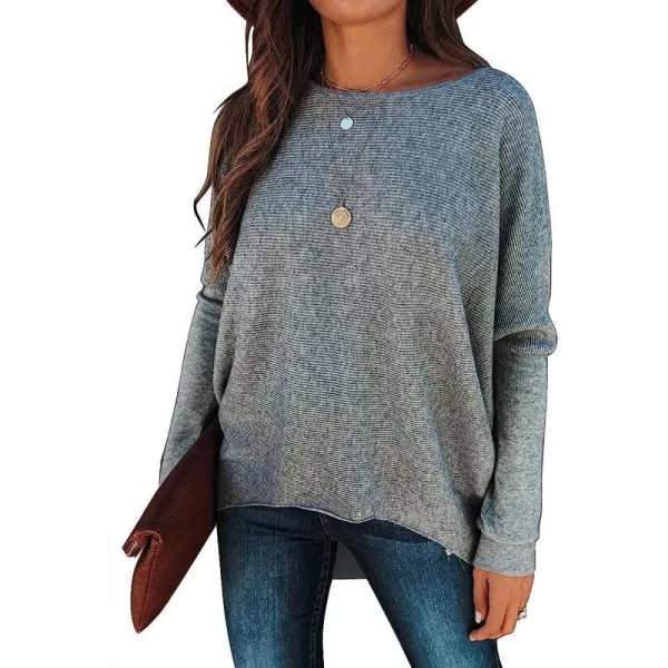 imageANRABESS Womens Off Shoulder Long Batwing Sleeve Oversized Pullover High Low Dolman Sweater Knit Loose Jumper Tunics TopsGrey B