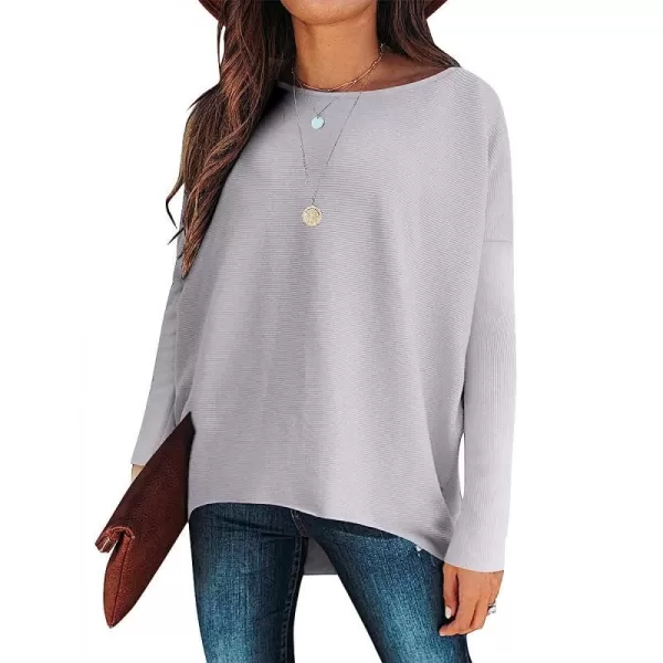 imageANRABESS Womens Off Shoulder Long Batwing Sleeve Oversized Pullover High Low Dolman Sweater Knit Loose Jumper Tunics TopsLight Purple