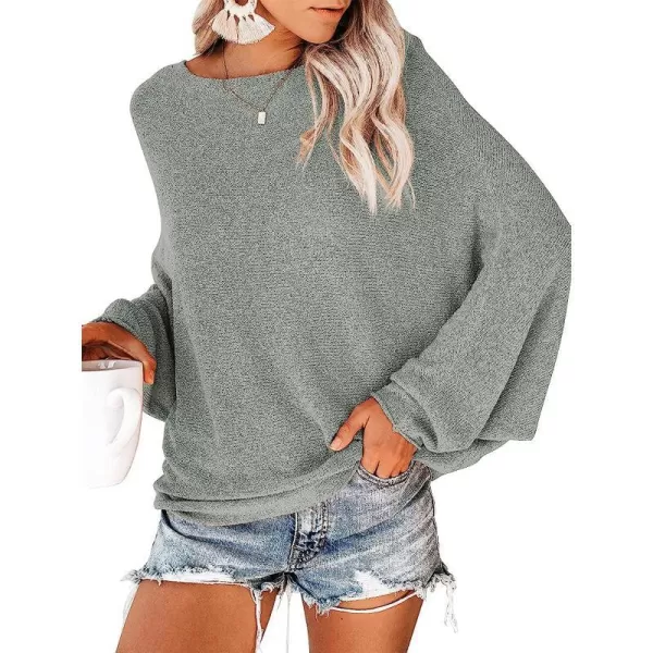 imageANRABESS Womens Off Shoulder Long Sleeve Oversized Pullover Sweater Knit Jumper Loose Tops03grey