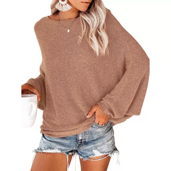 imageANRABESS Womens Off Shoulder Long Sleeve Oversized Pullover Sweater Knit Jumper Loose Tops04khaki