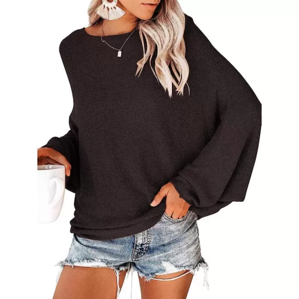 imageANRABESS Womens Off Shoulder Long Sleeve Oversized Pullover Sweater Knit Jumper Loose Tops08coffee