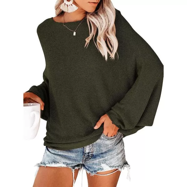 imageANRABESS Womens Off Shoulder Long Sleeve Oversized Pullover Sweater Knit Jumper Loose Tops14dark Green