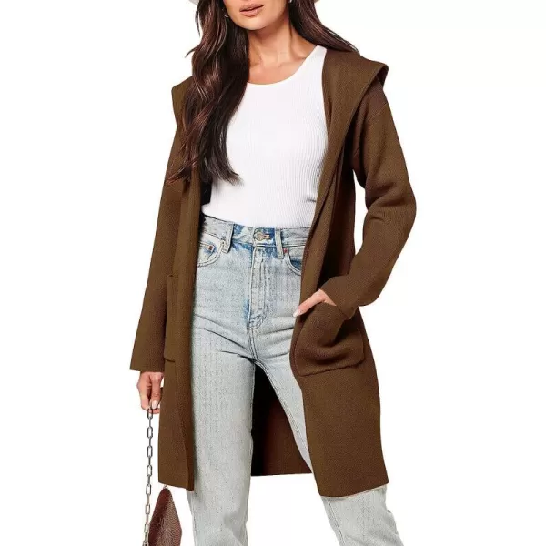 imageANRABESS Womens Open Front Long Sleeve Oversized Hoodie Cardigan Coat Casual Pockets Knit Cotigan SweaterBrown