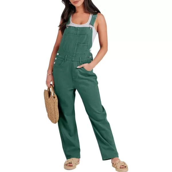 imageANRABESS Womens Overalls Casual Loose Fit Adjustable Strap Denim Bib Overall Jeans Pants JumpsuitsDeep Green