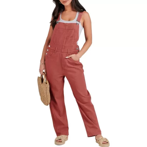 imageANRABESS Womens Overalls Casual Loose Fit Adjustable Strap Denim Bib Overall Jeans Pants JumpsuitsRust Red
