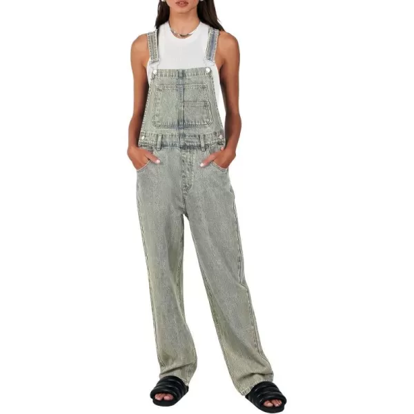 imageANRABESS Womens Overalls Casual Loose Fit Adjustable Strap Denim Bib Overall Jeans Pants JumpsuitsWashed Yellow Green