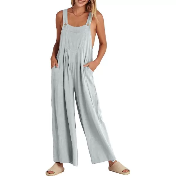 imageANRABESS Womens Overalls Jumpsuit Casual Loose Sleeveless Adjustable Straps Bib Wide Leg Outfits with PocketsLight Gray