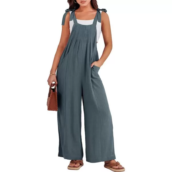 imageANRABESS Womens Overalls Jumpsuit Casual Loose Sleeveless Adjustable Tie Straps Bib Wide Leg Outfits with PocketsDark Grey