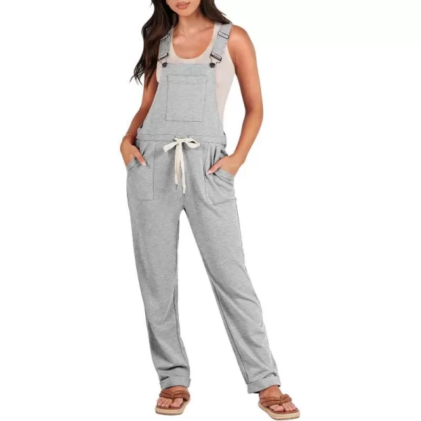 imageANRABESS Womens Overalls Jumpsuit Casual Sleeveless Adjustable Tie Straps Drawstring Jumpers Outfits with PocketsGray