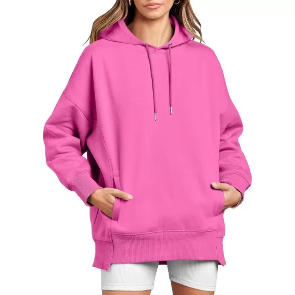 imageANRABESS Womens Oversized Hoodies Fleece Casual Drop Shoulder Athletic Sweatshirts Long Sleeve Pullover 2023 Trendy TopHot Pink