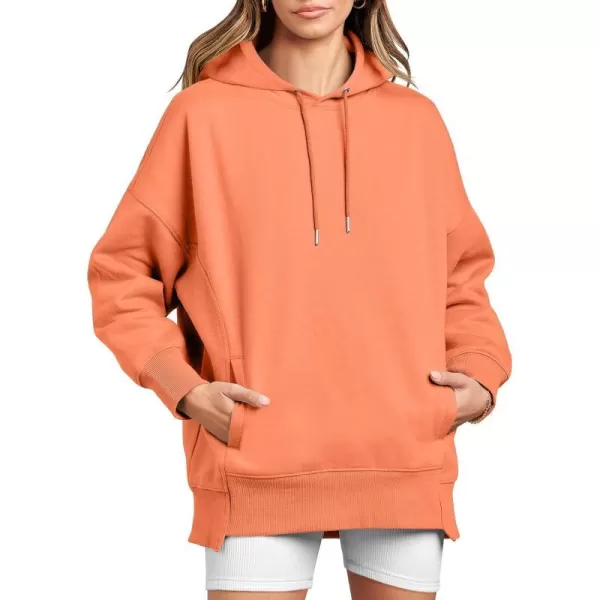 imageANRABESS Womens Oversized Hoodies Fleece Casual Drop Shoulder Athletic Sweatshirts Long Sleeve Pullover 2023 Trendy TopOrange