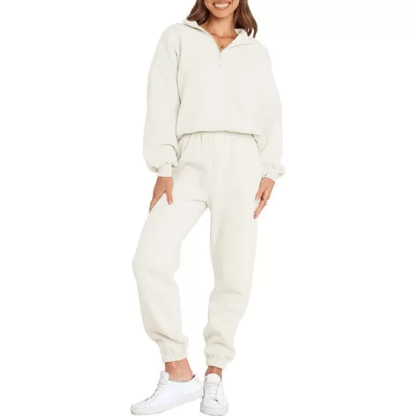 imageANRABESS Womens Oversized Long Sleeve Lounge Sets Casual Top and Pants 2 Piece Outfits Sweatsuit with Pockets02white