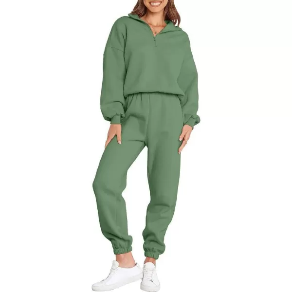 imageANRABESS Womens Oversized Long Sleeve Lounge Sets Casual Top and Pants 2 Piece Outfits Sweatsuit with Pockets06greeen