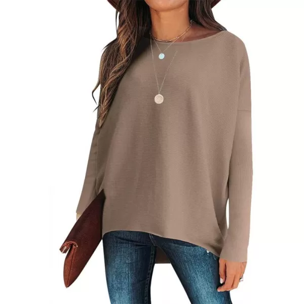 ANRABESS Women's Oversized Sweater Casual Boat Neck Long Batwing Sleeve Asymmetric Hem Knit Slouchy Jumper Tunic Tops