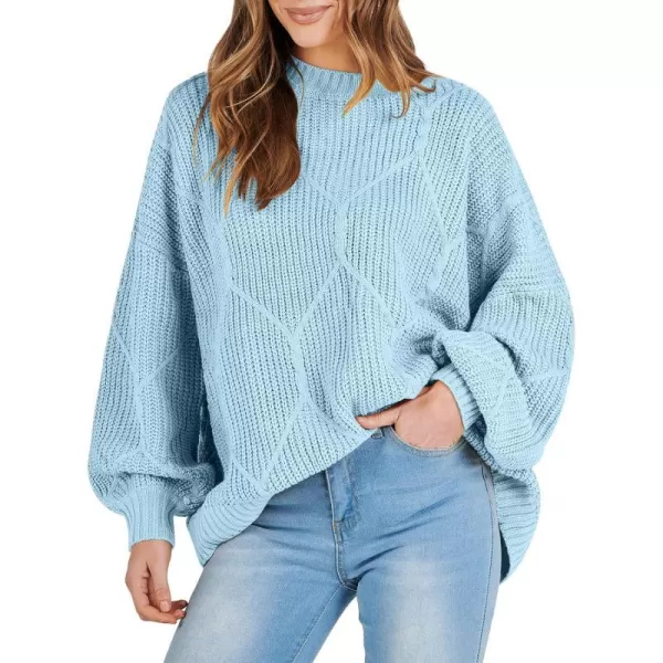 imageANRABESS Womens Oversized Sweaters Long Sleeve Crewneck Chunky Cable Knit Fall Slouchy Pullover Sweater TopsSky Blue