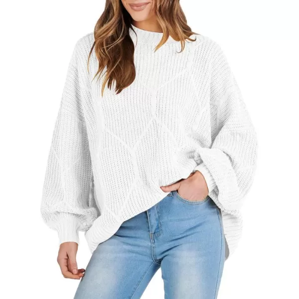 imageANRABESS Womens Oversized Sweaters Long Sleeve Crewneck Chunky Cable Knit Fall Slouchy Pullover Sweater TopsWhite