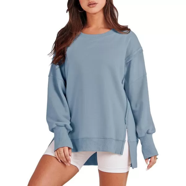 imageANRABESS Womens Oversized Sweatshirt Crew Neck Long Sleeve Casual Slit Sloucthy Pullover Top Fall ClothesLight Blue