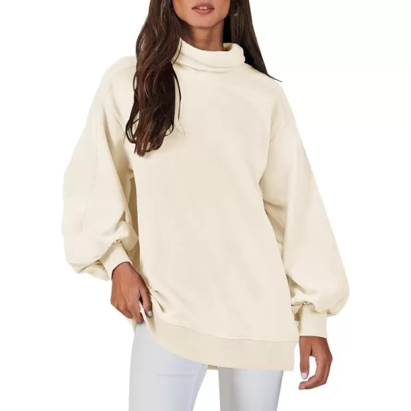 imageANRABESS Womens Oversized Sweatshirt Turtleneck Long Sleeve Casual Loose Fit Pullover Hoodie Tops Pocket 2023 Fall ClothesApricot