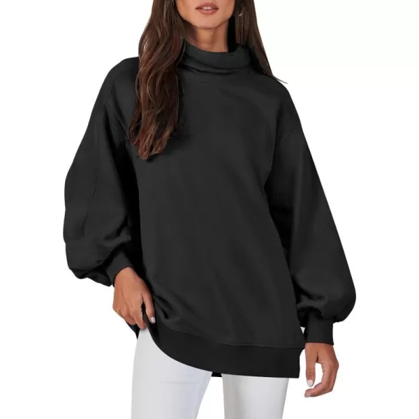 imageANRABESS Womens Oversized Sweatshirt Turtleneck Long Sleeve Casual Loose Fit Pullover Hoodie Tops Pocket 2023 Fall ClothesBlack