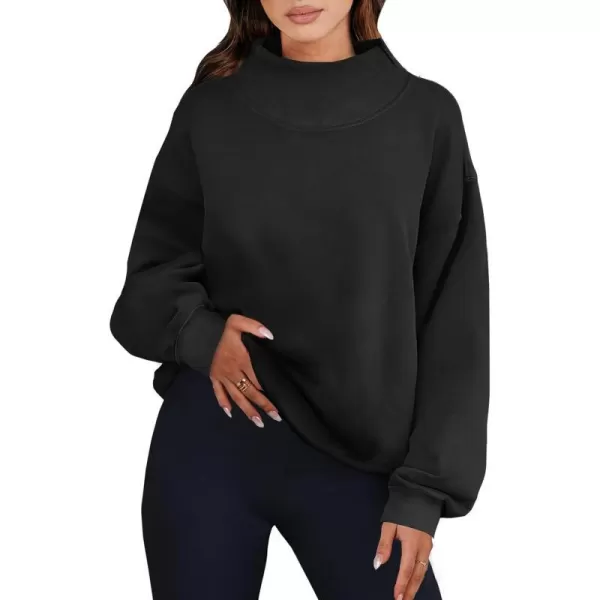 imageANRABESS Womens Oversized Sweatshirts Turtleneck Pullover Long Sleeve Hoodies Tops Fall Outfits 2023 ClothesBlack