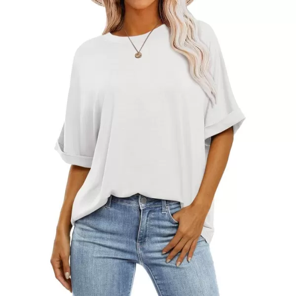 imageANRABESS Womens Oversized T Shirts Short Sleeve Crewneck Summer Tops Casual Loose Basic Tee Shirts 2024 Trendy ClothesWhite
