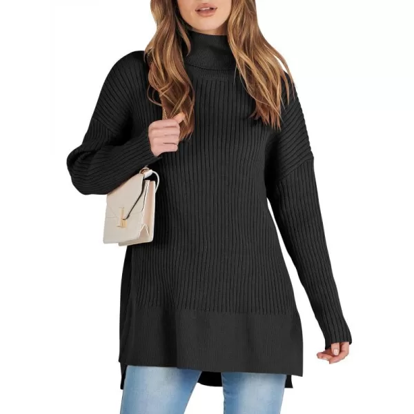 ANRABESS Women's Oversized Turtleneck Sweater 2023 Fall Trendy Ribbed Knit Pullover Tunic Sweater