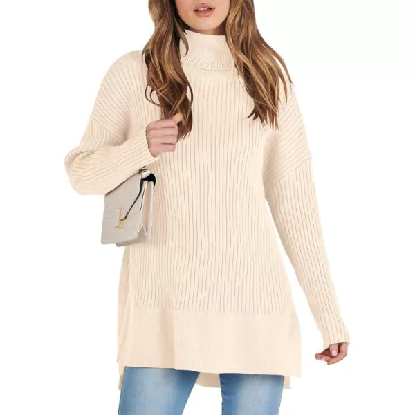 imageANRABESS Womens Oversized Turtleneck Sweater 2023 Winter Trendy Ribbed Knit Pullover Tunic SweaterApricot