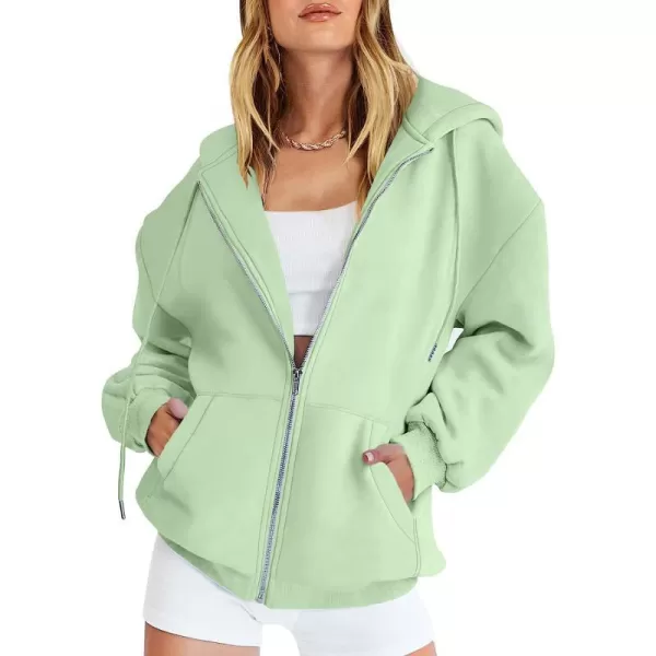 imageANRABESS Womens Oversized Zip Up Hoodies Sweatshirts Y2K Clothes Teen Girl Fall Casual Drawstring Jackets with PocketsLight Green
