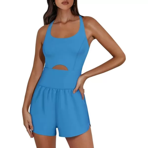imageANRABESS Womens Running Onesie Workout Rompers Summer One Piece Outfits Exercise Jumpsuits Gym Yoga ClothesBlue