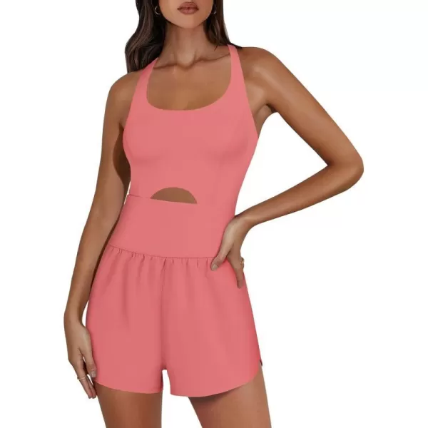 imageANRABESS Womens Running Onesie Workout Rompers Summer One Piece Outfits Exercise Jumpsuits Gym Yoga ClothesPeach