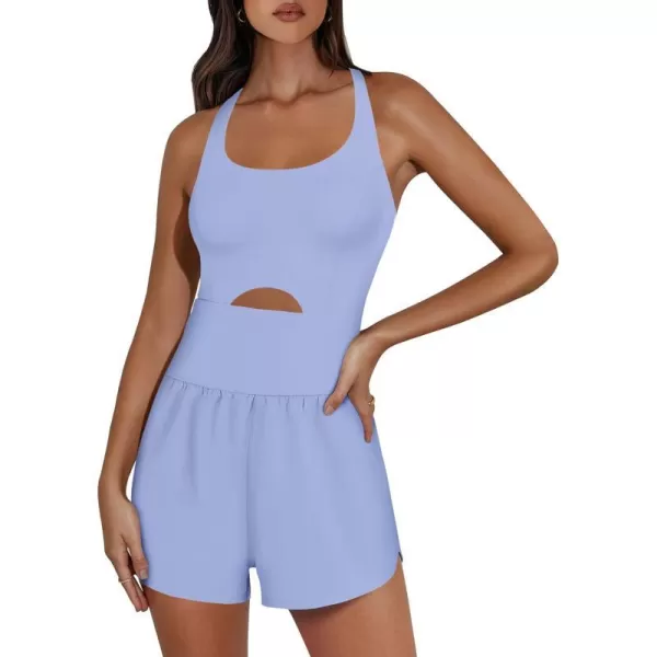 imageANRABESS Womens Running Onesie Workout Rompers Summer One Piece Outfits Exercise Jumpsuits Gym Yoga ClothesSky