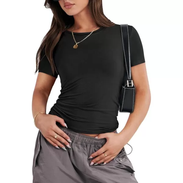 imageANRABESS Womens Short Sleeve Slim Fit Crop Top Going Out TightShirts Summer Basic TeesBlack
