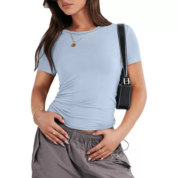 imageANRABESS Womens Short Sleeve Slim Fit Crop Top Going Out TightShirts Summer Basic TeesHaze Blue