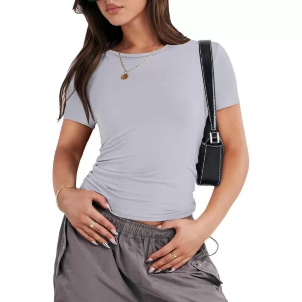imageANRABESS Womens Short Sleeve Slim Fit Crop Top Going Out TightShirts Summer Basic TeesLight Grey