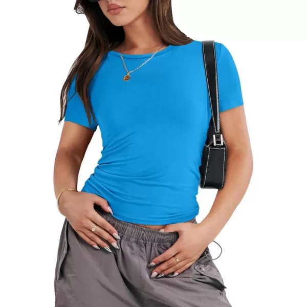 imageANRABESS Womens Short Sleeve Slim Fit Crop Top Going Out TightShirts Summer Basic TeesRoyal Blue
