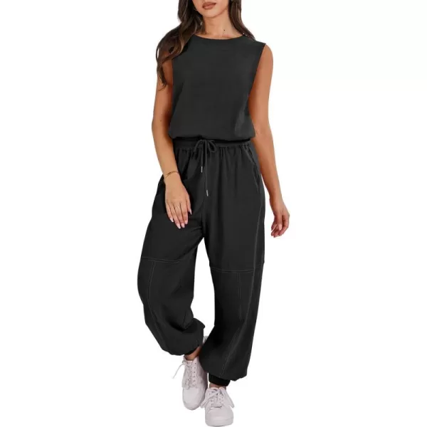 imageANRABESS Womens Sleeveless Crewneck Loose Fit Open Back Jumpsuits Outfits One Piece Workout Active Tracksuits SweatsuitsBlack