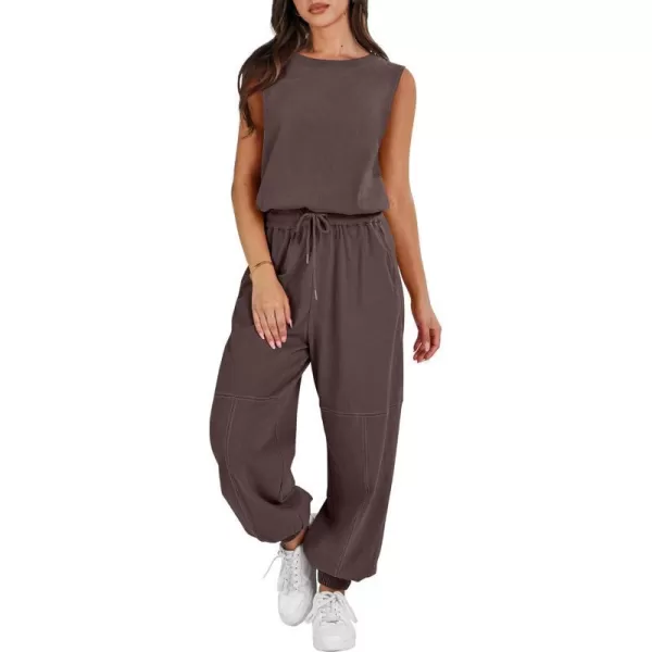 imageANRABESS Womens Sleeveless Crewneck Loose Fit Open Back Jumpsuits Outfits One Piece Workout Active Tracksuits SweatsuitsBrown