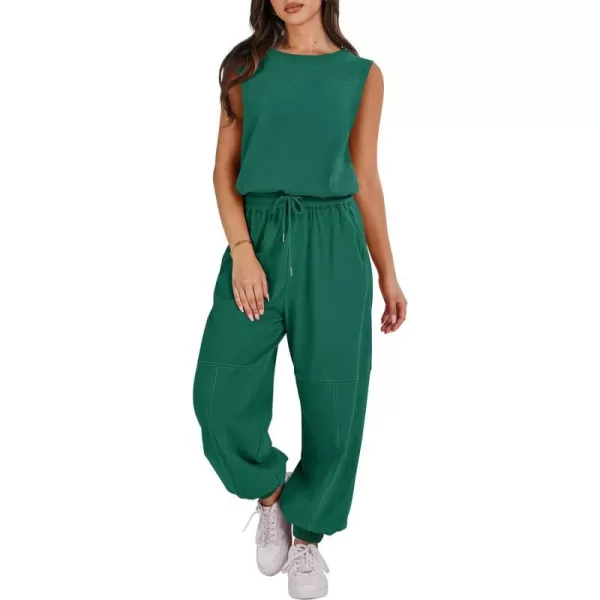 imageANRABESS Womens Sleeveless Crewneck Loose Fit Open Back Jumpsuits Outfits One Piece Workout Active Tracksuits SweatsuitsGreen