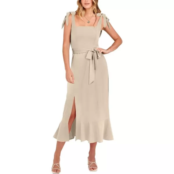 imageANRABESS Womens Square Neck Ruffle Split Midi Formal Summer Dress Elegant Wedding Guest Cocktail Party Bridesmaid DressesApricot