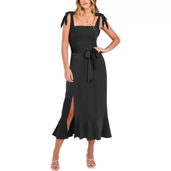 imageANRABESS Womens Square Neck Ruffle Split Midi Formal Summer Dress Elegant Wedding Guest Cocktail Party Bridesmaid DressesBlack