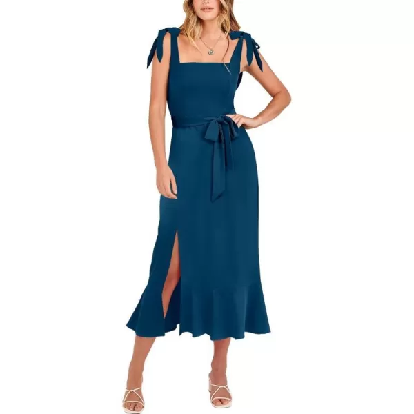 imageANRABESS Womens Square Neck Ruffle Split Midi Formal Summer Dress Elegant Wedding Guest Cocktail Party Bridesmaid DressesDeep Blue