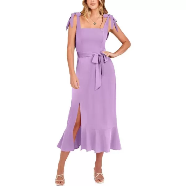 imageANRABESS Womens Square Neck Ruffle Split Midi Formal Summer Dress Elegant Wedding Guest Cocktail Party Bridesmaid DressesPurple