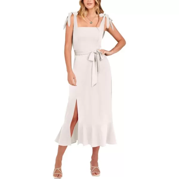 imageANRABESS Womens Square Neck Ruffle Split Midi Formal Summer Dress Elegant Wedding Guest Cocktail Party Bridesmaid DressesWhite